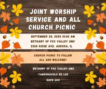 Fall-themed announcement of joint service